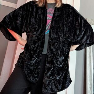 Intimately Free People Black Velvet Cardigan Kimono Robe Oversized XS/S